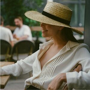 Lack Of Color Straw Hat with Black Band
